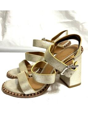 Marc by Marc Jacobs Vacchetta Sandal Gold Heeled Sandal Metallic Leather Size 36